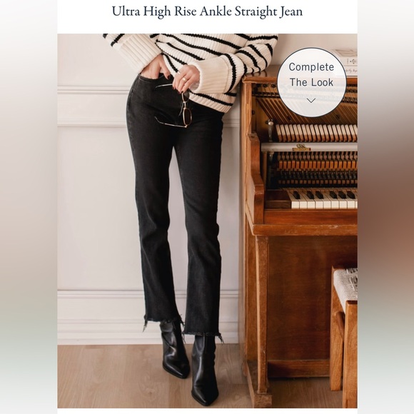 Abercrombie ultra high rise ankle straight in distressed black, SZ 4R/27 - Picture 2 of 9